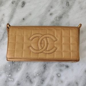 Chanel Gold Leather Mini Quilted Shoulder Bag